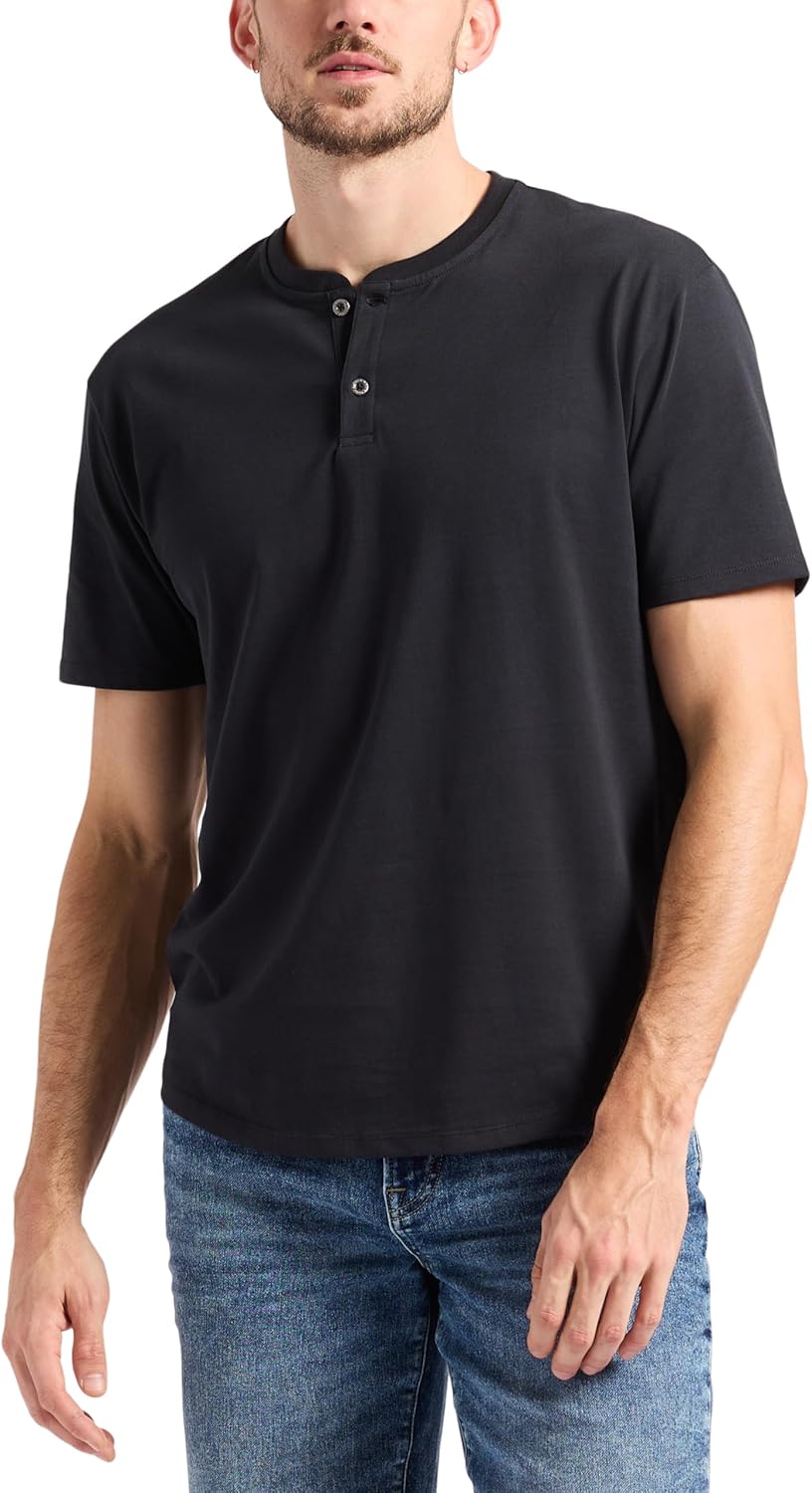Buffalo David Bitton Mens Short Sleeve Cotton Henley T-Shirt Regular Fit