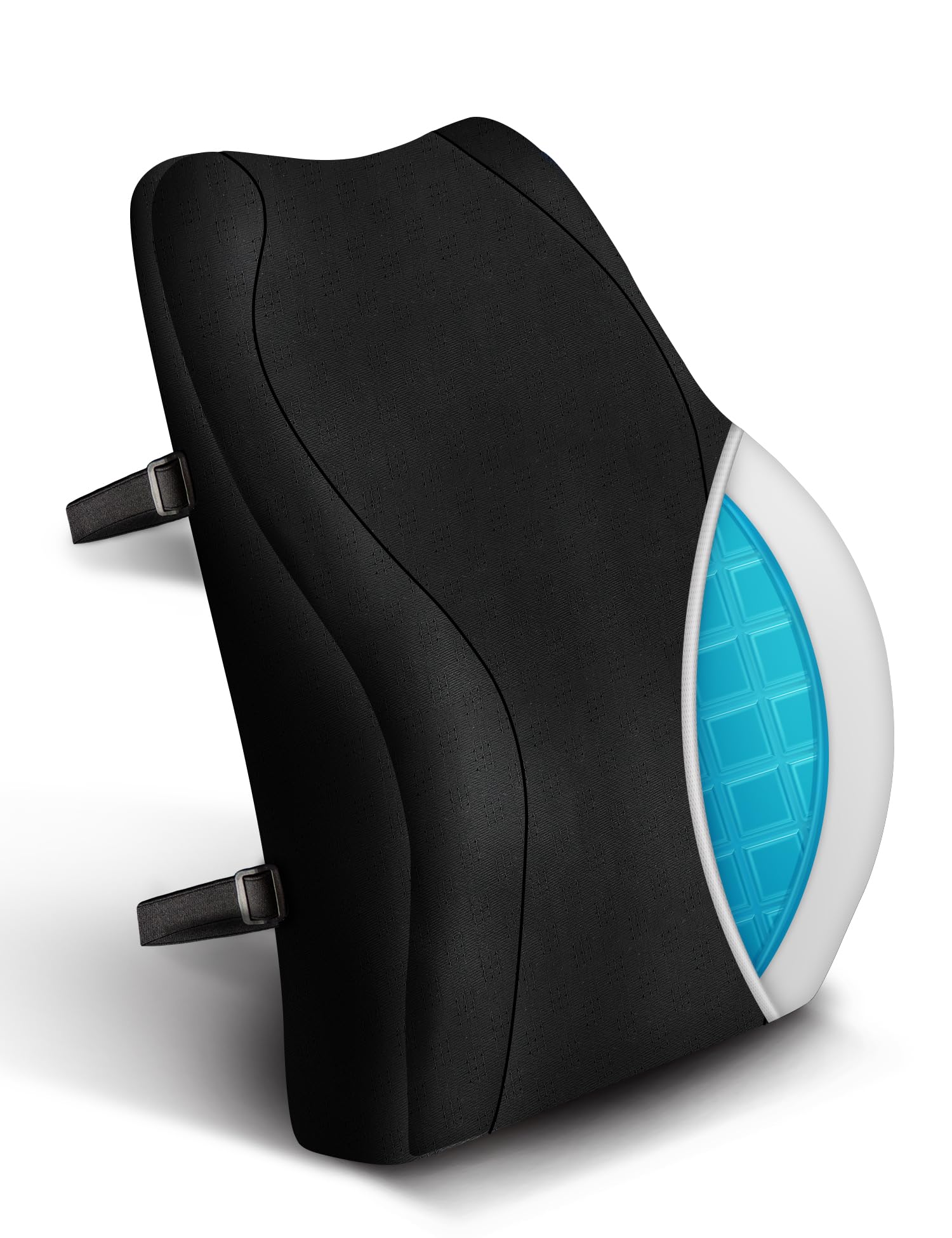 Travel Ease Ergonomic Lumbar Support Cushion, Gel and Memory Foam Back Support Cushion for Office Chairs with Skin-friendly Cover for Comfort (Black) — image 1