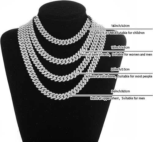 Miniatura 4 de Cadena de eslabones cubanos para hombre, collar cubano de Miami chapado en plataoro, cadena de hip hop con circonita cúbica brillante para mujer