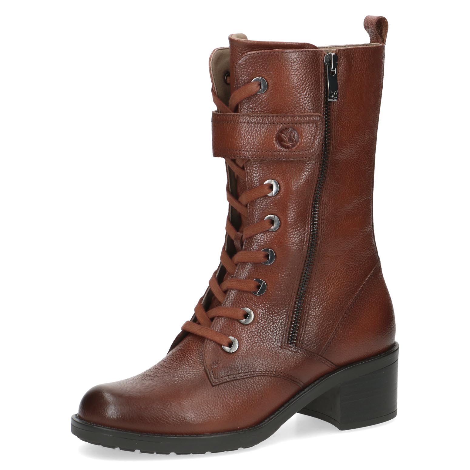 CAPRICE Women's ankle boots with heel Memotion in leather block heel Width G, Brown (Cognac Nappa), 6.5 UK