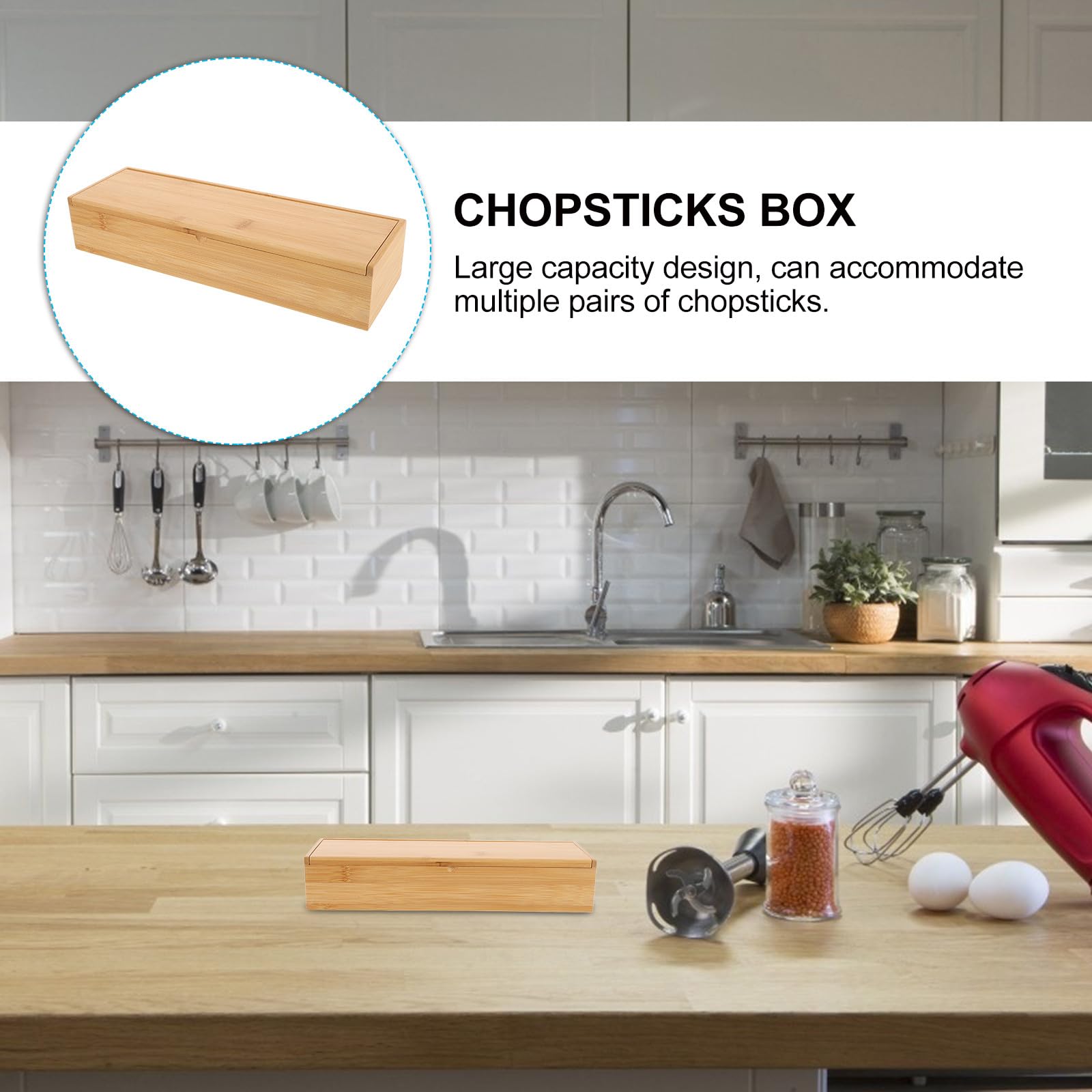 TOYANDONA Rectangular Organizador de Bambú Cubiertos de Cocina