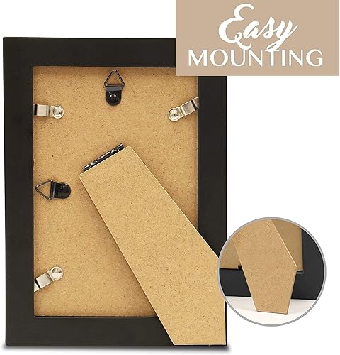 Miniatura 4 de Klikel Marco de fotos negro  Juego de 2 marcos de fotos de madera negra de 4 x 5 pulgadas  hecho de madera real con protección de fotos de vidrio