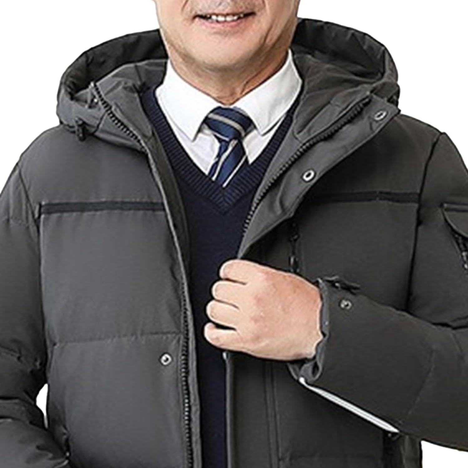 DGHM-JLMY Men's Long Puffer Jacket Zip Up Padded Coats Outerwear Winter Warm Hooded Parka Outerwear Quilted Jacket