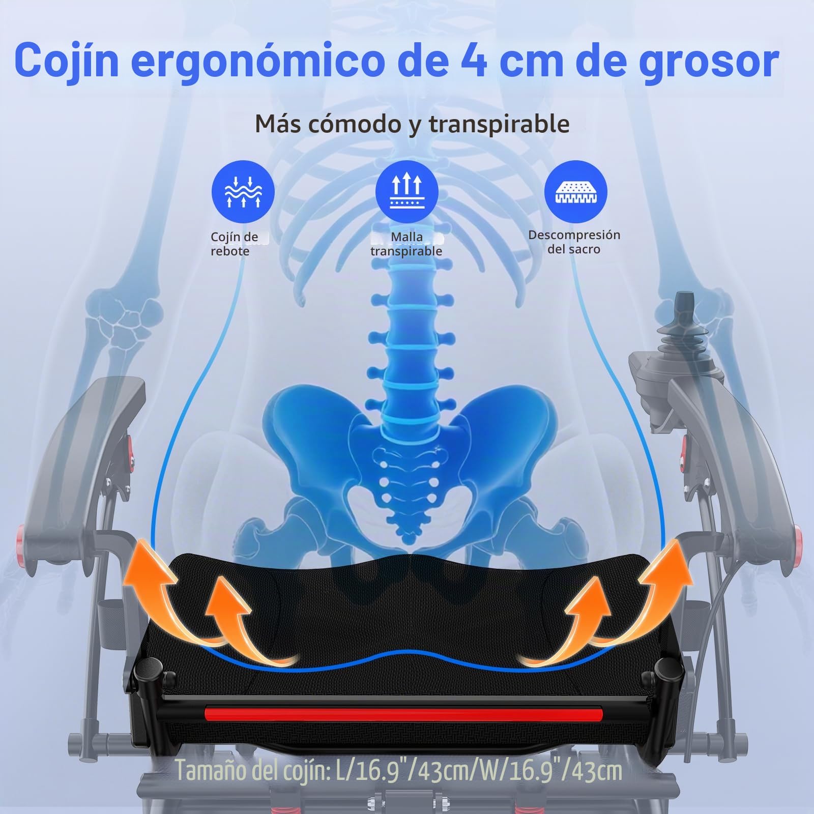 Silla de Ruedas Eléctrica Plegable Ligera 19 kg: 25 km Silla de Ruedas Eléctrica con Mando a Distancia y Botón de Ayuda para Empujar Trasero - Sillas de Ruedas Eléctricas de Hasta 150 kg
