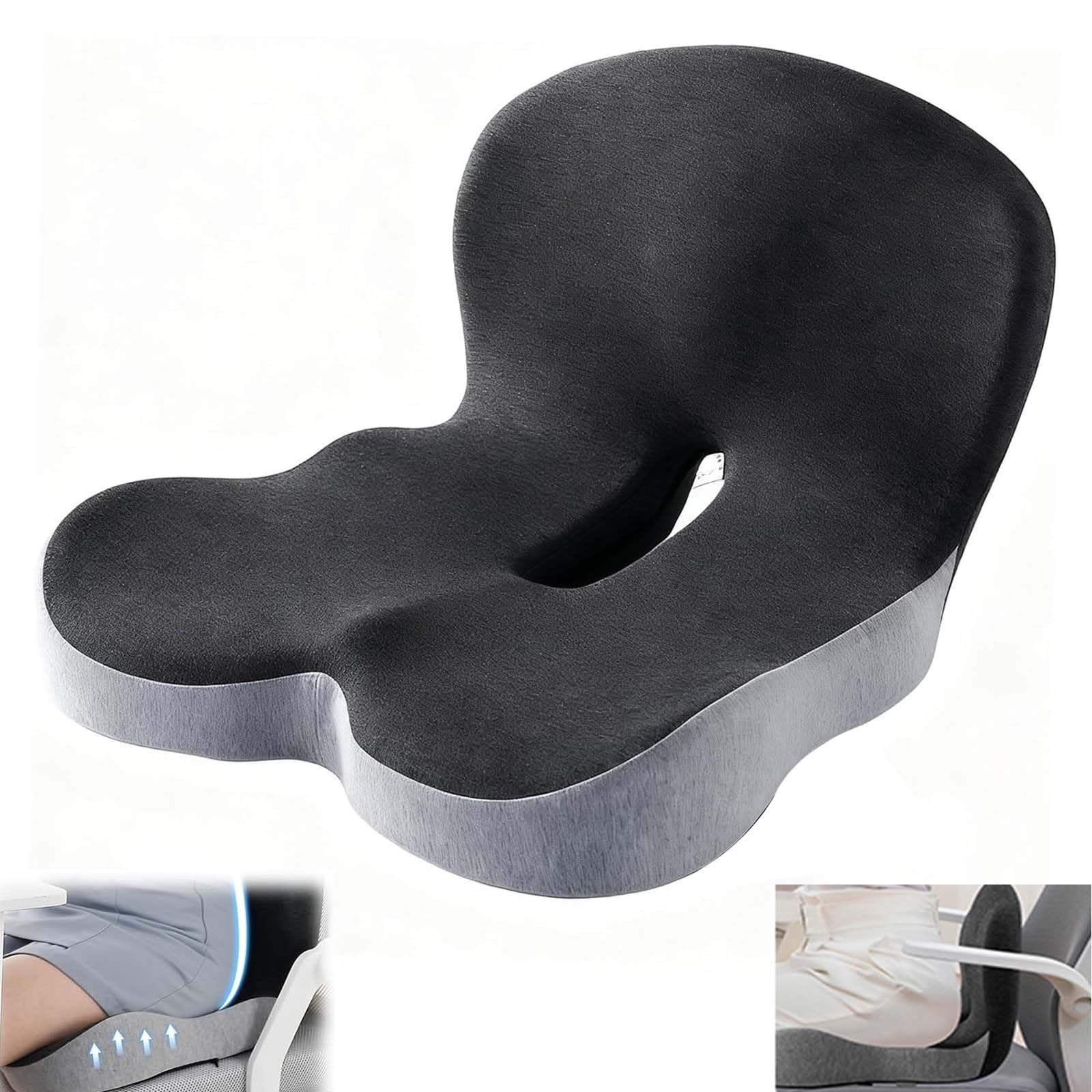 Ergonomisches Sitzkissen mit Rückenlehne, Sitzpolster für Bürostuhl & Auto, Sitzkissen mit Seitlicher Unterstützung für Entlastung von Rücken und Gesäßbereich