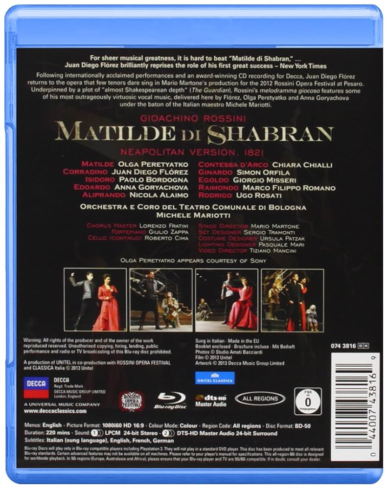 Amazon.com: Rossini: Matilde Di Shabran [Blu-ray] : Olga