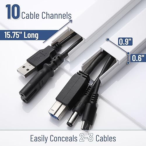 Miniatura 2 de Bates - Kit de canaleta de cable de 157 pulgadas, cubiertas de cable para cables en la pared, cubiertas de alambre para cables, pared oculta de