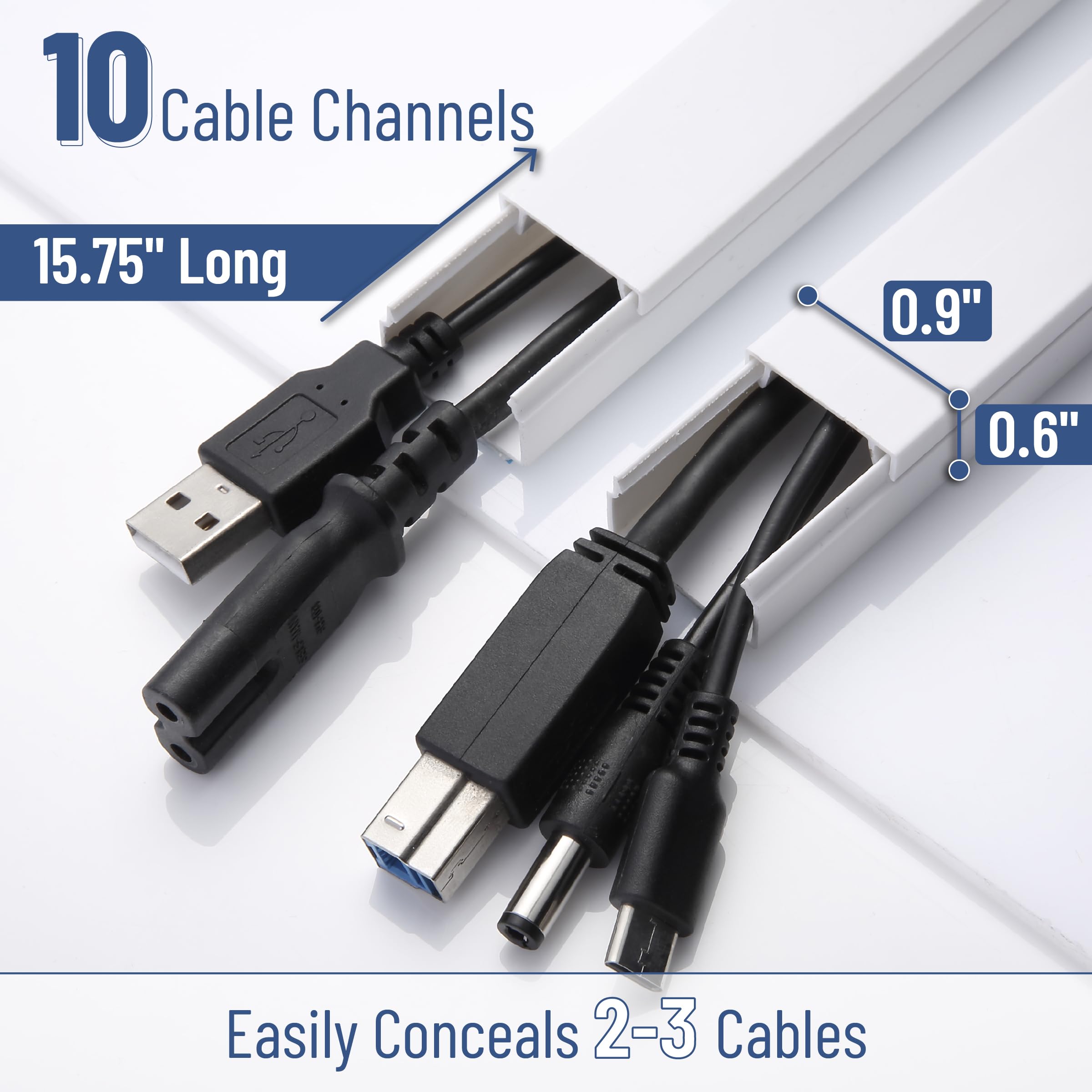 Bates- Cord Cover Raceway Kit, 157in Cable Hider, Cord Covers for Wires on Wall, Wire Covers for Cords, Cord Hider Wall, Wire Hiders for TV on Wall, Cable Cover, Wire Hider, 15.7in X W0.9in X H0.6in