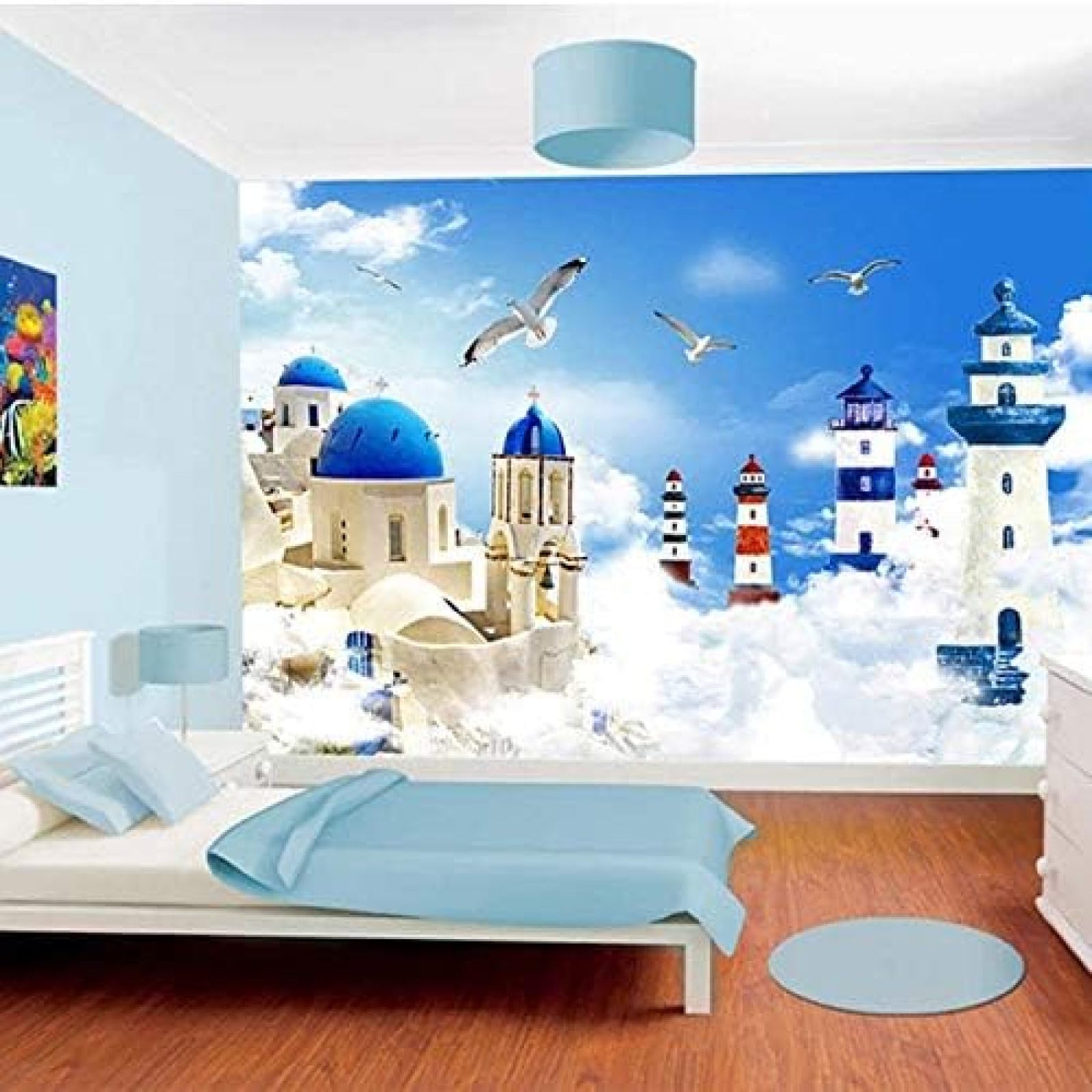 Papier Peint 3D Phare Méditerranéen pour Salon et Chambre Cosy 200cm