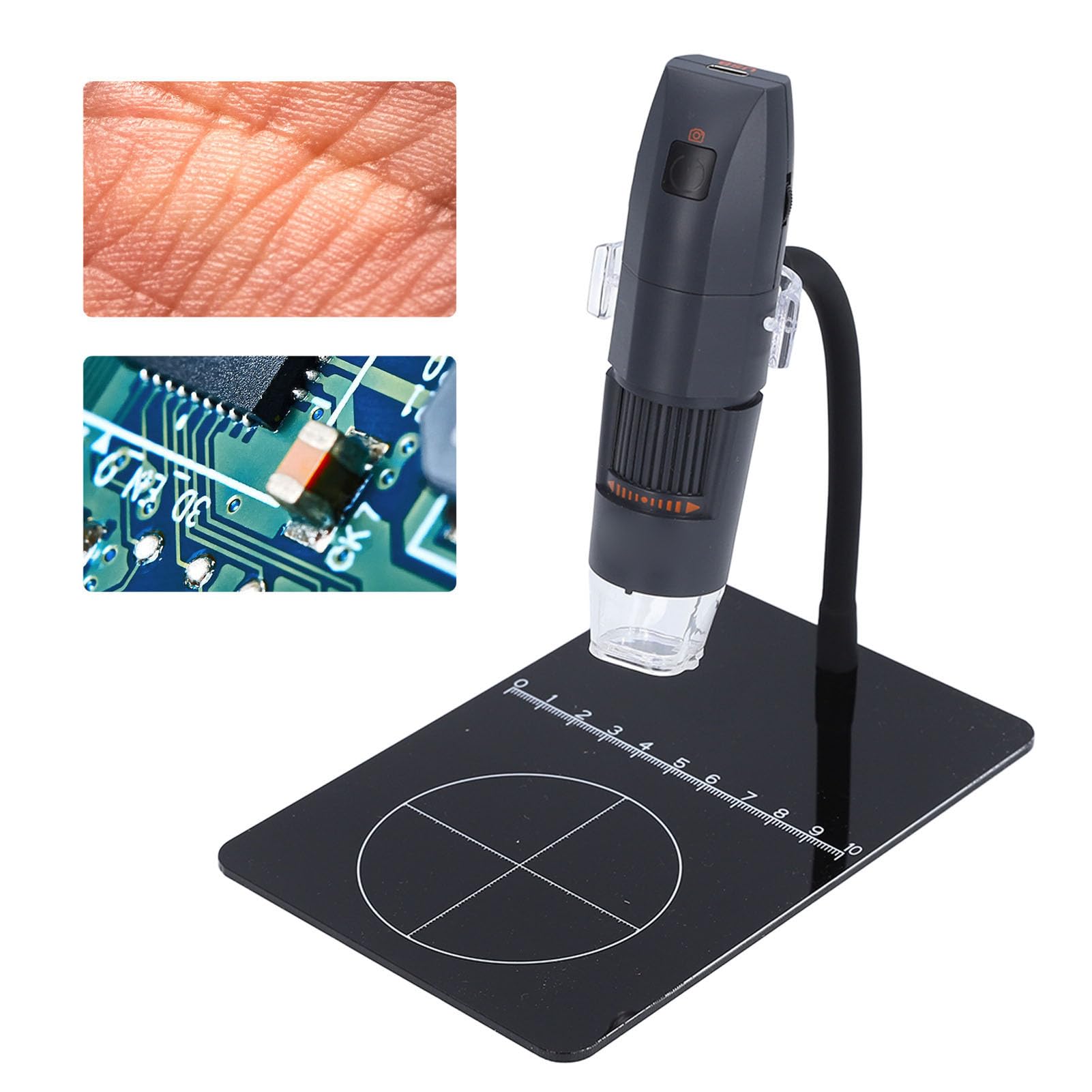Microscopio Digital, Aumento 50X-1000X, Microscopios Portátiles WiFi con Soporte Ajustable, Cámara de Microscopio USB HD Compatible con Teléfonos PC (Black)