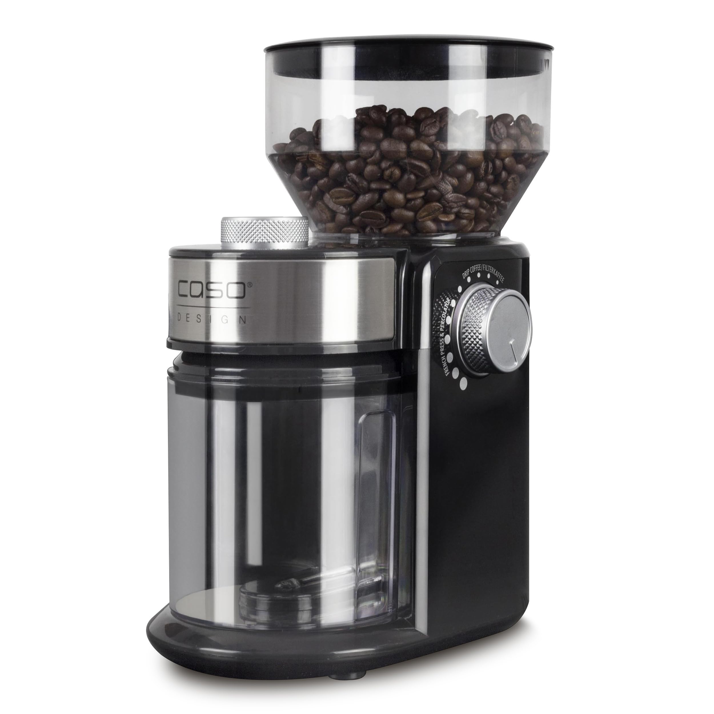CASO Barista Crema - Elektrische Design- Kaffeemühle,Testsieger Haus & Garten Test, Mahlgrad von fein bis grob, Scheibenmahlwerk, leistungsstarke 150 Watt