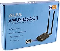 Vista 7 de Alfa Long-Range Dual-Band AC1200 Wireless USB 3.0 Type-C Wi-Fi Adapter w/2x 5dBi External Antennas – 2.4GHz 300Mbps/5GHz 867Mbps – 802.11ac & A, B