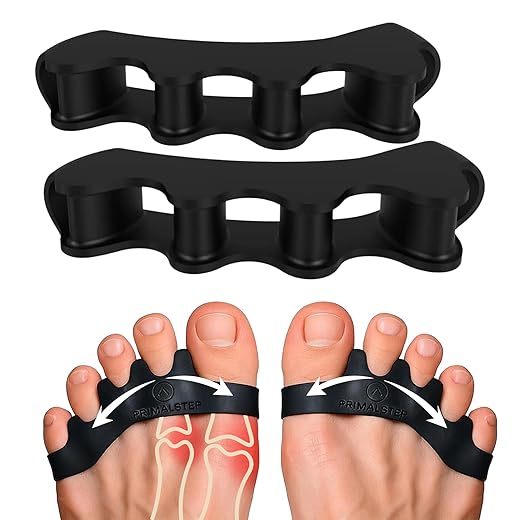 VYCE PrimalStep Toe Separators - Doctor Recommended - Correct Foot and Bunion Pain, Plantar Fasciitis - Toe Straightener to Improve Functional Athletic Mobility - Stretches to Fit (S/M)