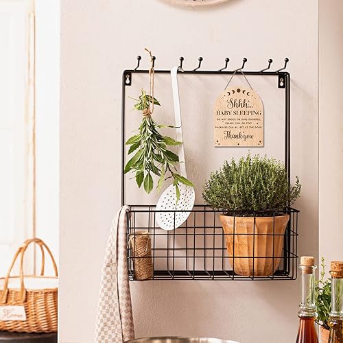 Miniatura 4 de OLMIXA Letrero colgante de madera para puerta delantera (9.8 x 12 pulgadas), no golpees ni anillas para colgar perillas de puerta, colgador de