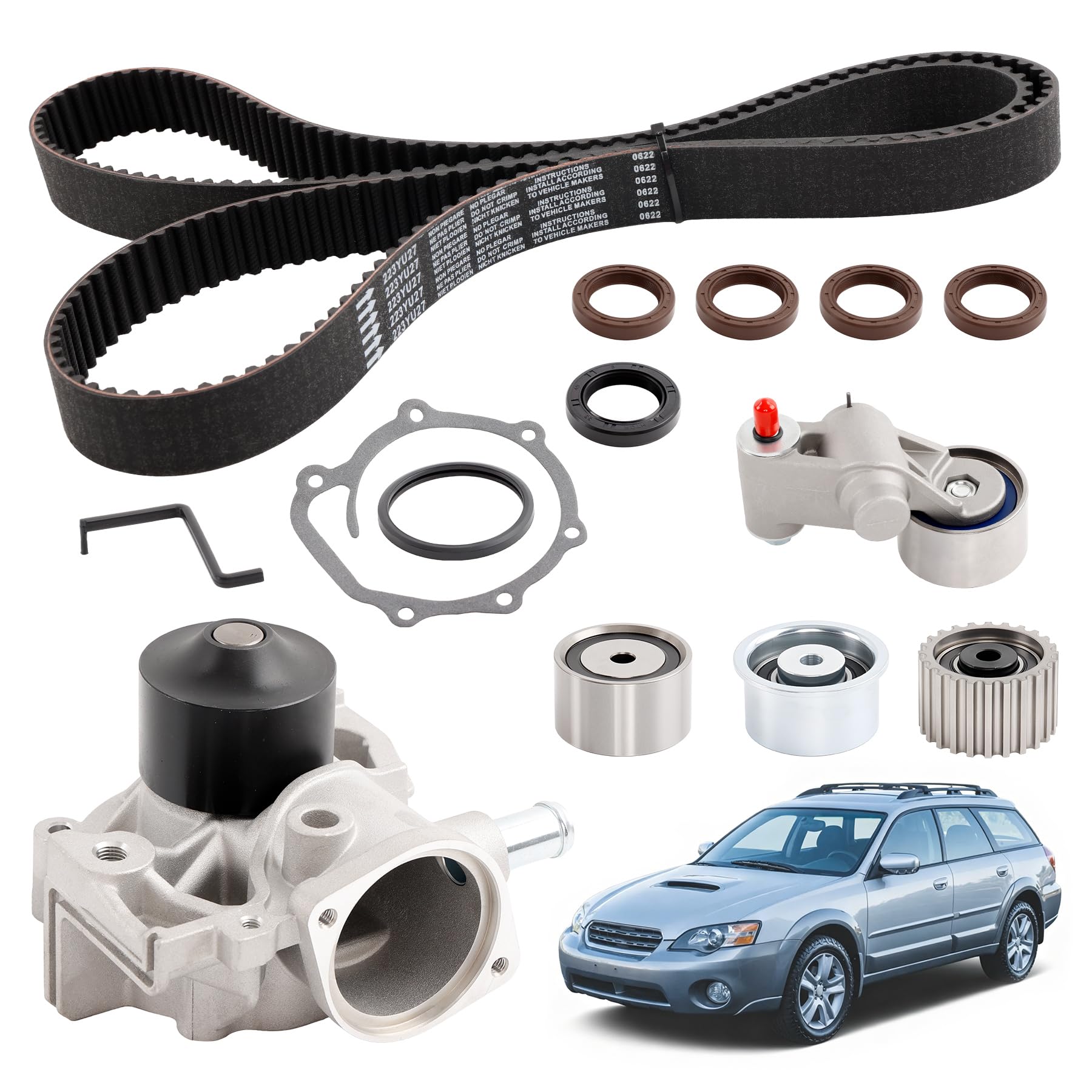 Photo 1 of Engine Timing Belt Kit with Water Pump Compatible with Subaru 2000-2005 Outback 1999-2005 Impreza Forester & Saab 2005-2006 9-2X SOHC H4 2.2L 2.5L