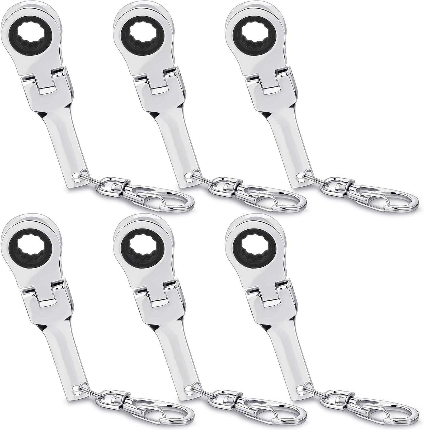 Remuuly 6 Pcs 10 mm Ratchet Wrench Keychain Key Ring Mechanic Gift Heavy Duty Wrench Key Ring (Colorful)