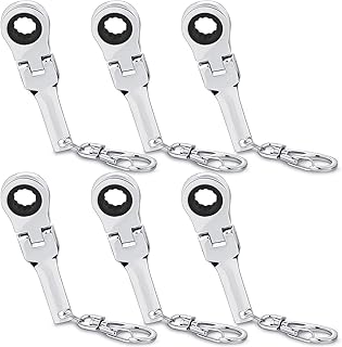 Remuuly 6 Pcs 10mm Silver Ratchet Wrench Keychain – Heavy Duty Mechanic Tool Gift Set