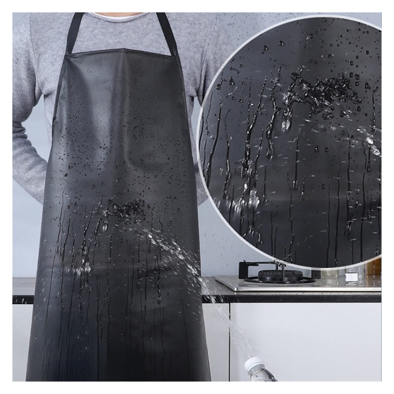 IOFIT Delantal PVC suave largo grueso ropa de trabajo impermeable y a prueba de aceite delantal de cocina familiar 1