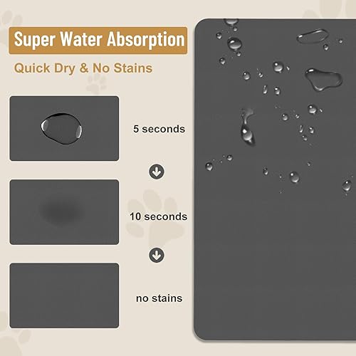 Miniatura 4 de Tapete de comida para perro, absorbente e impermeable, tapete para agua para perros, tapete para alimentos y agua, tapete antideslizante para comida