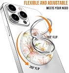 Magnetic Phone Ring Holder for MagSafe,360 Degree Rotation Magnet Cell Phone Grip Pink Daisy Design Stand Finger Ring Kickstand for Smartphone