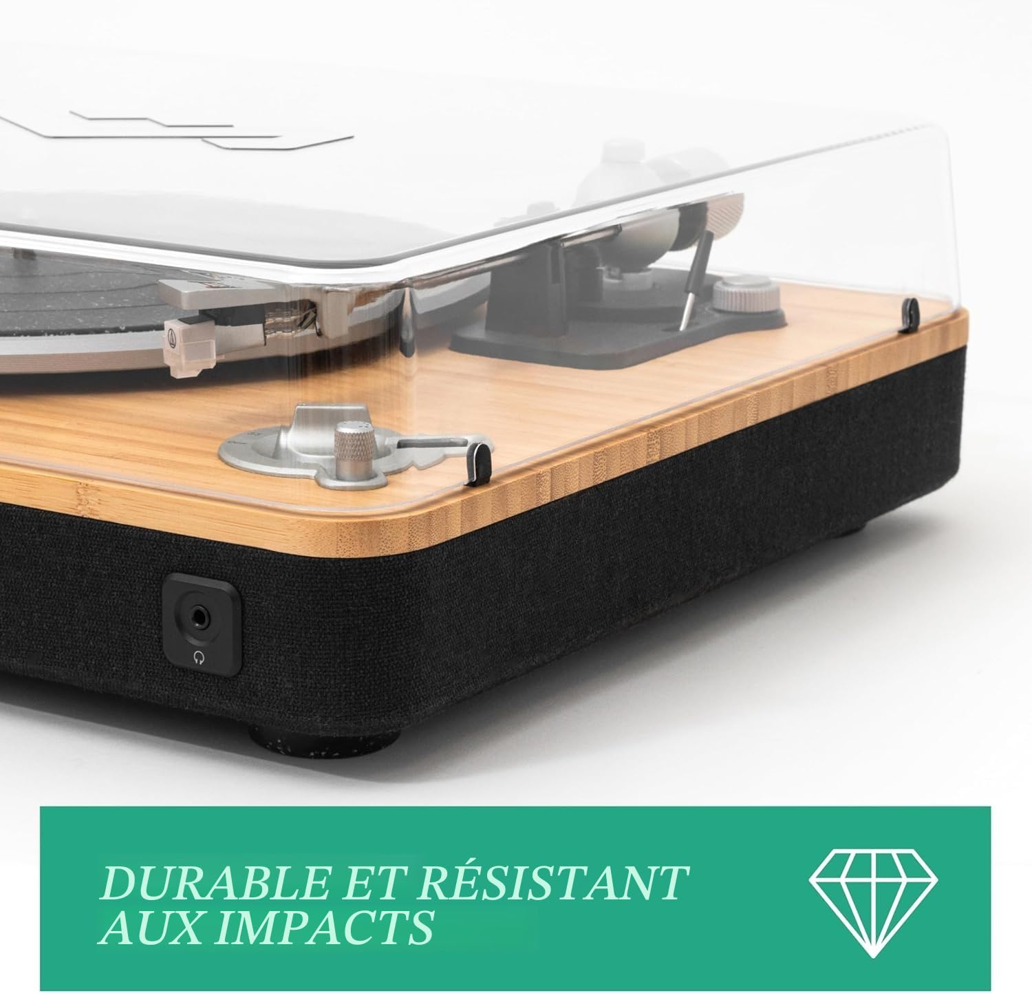 House of Marley Couvercle pour Platine Vinyle - Plastique Recyclé, Compatible avec Lecteur Vinyle et Platine Stir It Up et Simmer Down, Protection Poussière pour Tourne-Disque Vintage, Transparent