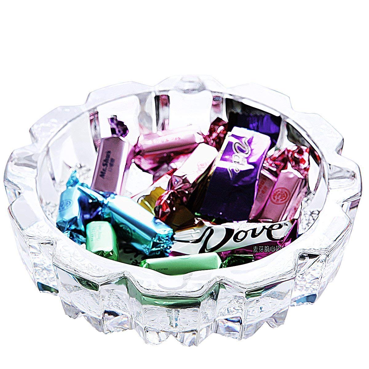 Mahi Enterprise� Crystal Quality Glass Ash Plate Tray, Round Tabletop, Glass Ashtray, Smoke Collectible Tribal Decoration