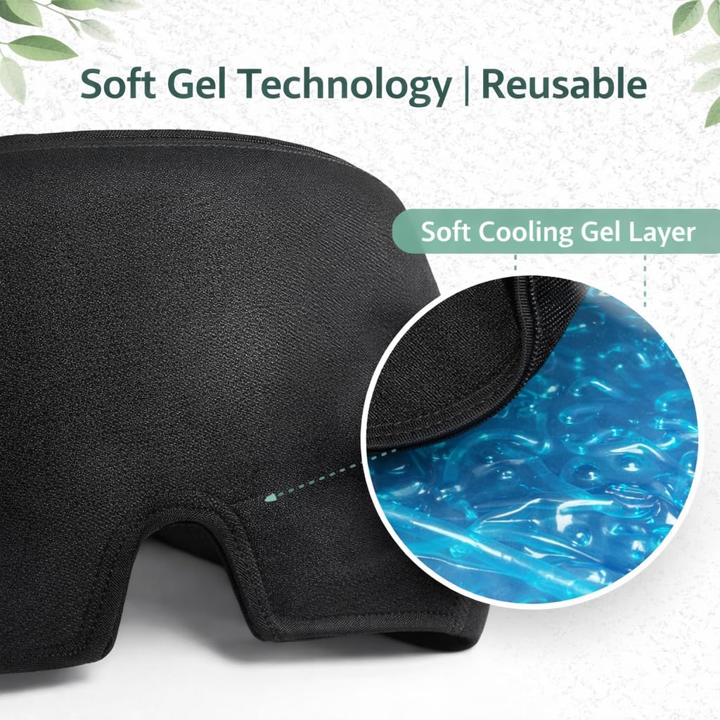 BUNDLEPRO Migraine Relief Cap - 360° Gel Ice Headache Hat for Tension & Sinus Pressure - Wearable Cold Therapy Mask for Puffy Eyes, Stress & Hangover - Form-Fitting, One Size (Black, 1-Pack) 2