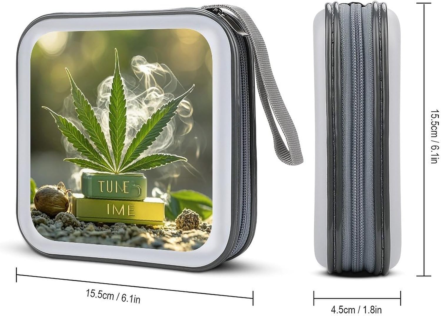Weed Marijuana CD Case Hard Plastic 40 Capacity DVD Case Holders Wallet Portable Zipper CD Case DVD Storage Binder Disc Storage Organizer for Car Home Office Travel