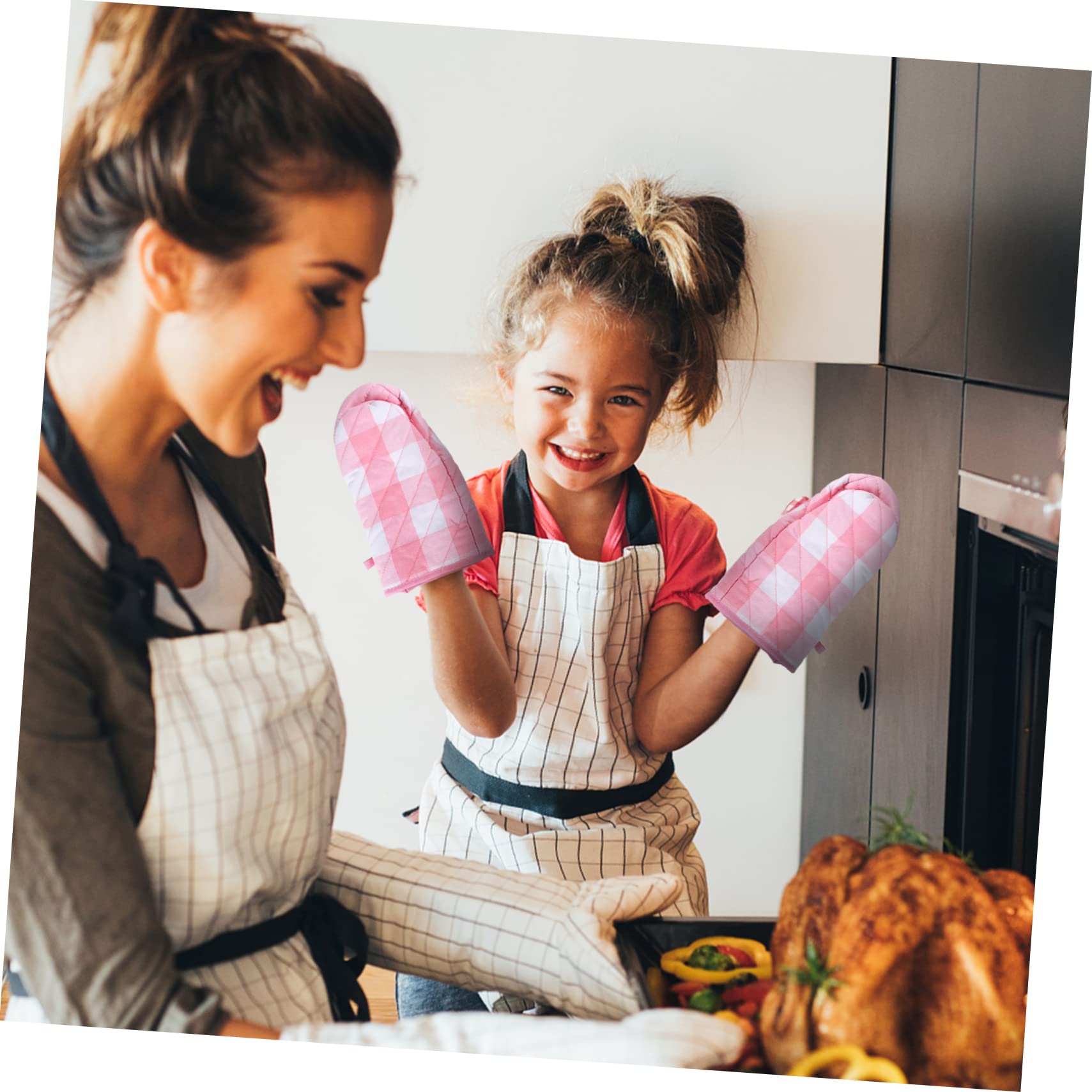 ULTECHNOVO 6pièces De Cuisine Résistants Chaleur Mitaines De Four à Motif Carreaux pour Et Barbecue Accessoires pour Maison Et Cuisine