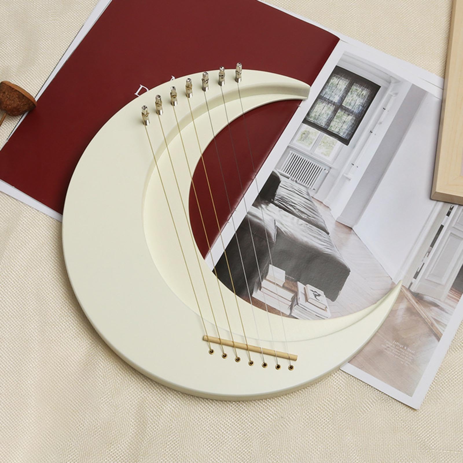 Colcolo Lira Arpa 7 Cuerdas Instrumento Musical de Madera con Llave de Afinación Inspiración Diseño Clásico Adecuado para Adultos Regalo Musical