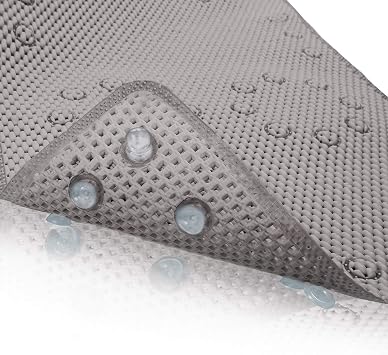 Shower and Bath Mat,Non-Slip Machine Washable and Extra Large Bathtub Mats with Drain Holes and Suction Cups Soft Foam Tub Mats-36 X 17,Grey