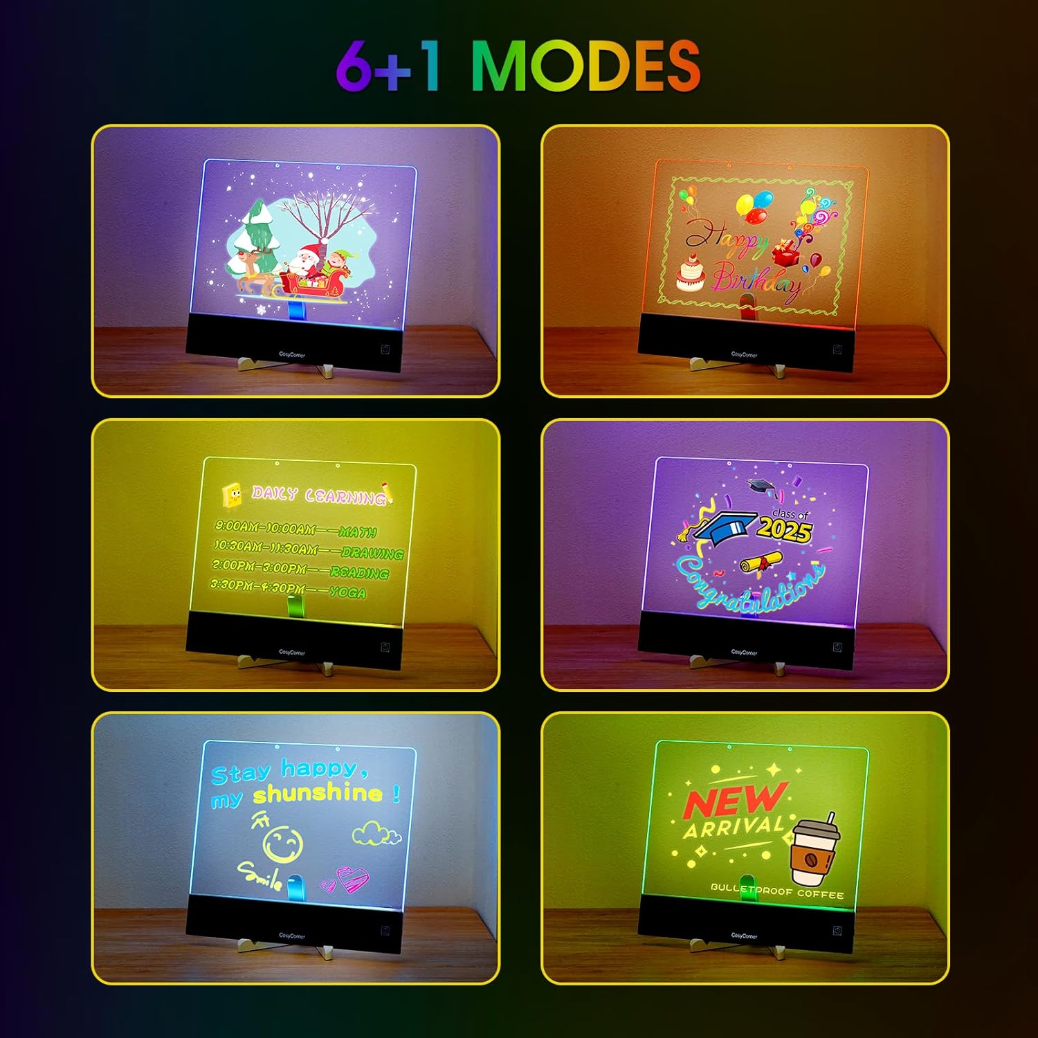 CosyCorner LED Drawing Board for Kids with Neon Effects, 16.6 Inch Rechargeable Light Up Tablet, 20+ Hrs Battery, 7 Markers for Creative Doodle & Tracing Art, Great Gifts for Boys & Girls