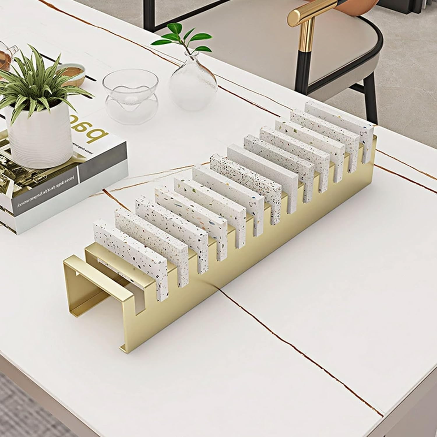 Retail Stores Small Block Marble Tile Stand, Stone Sample Metal Display Stand, Trade Show Sample Storage Rack, Slab Display Shelf for Building Material(Gold)