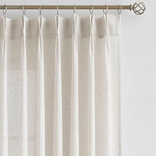 Vision Home Natürliche Plissee-Vorhänge, halbtransparent, strukturiertes Leinen-Mischgewebe, lichtfilterend, Fenstervorhänge, 160 cm, für Wohnzimmer, Schlafzimmer, 2 Paneele, 106.7 cm Bx160 cm L