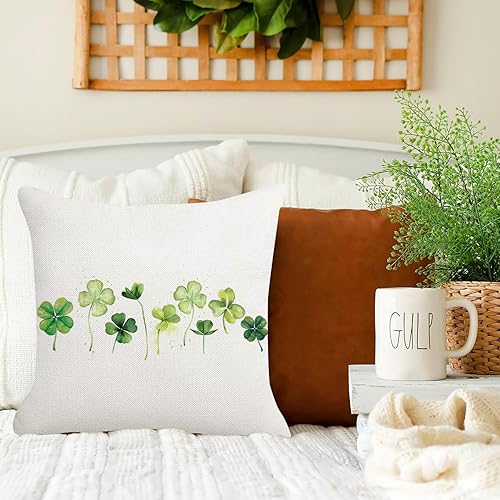 Miniatura 3 de ADFLOOD Fundas de almohada del Día de San Patricio de 18 x 18 pulgadas, tréboles, decorativas, decoración de fiestas, funda de cojín verde para el