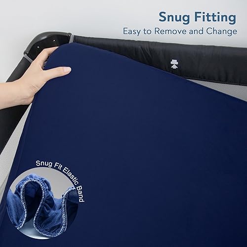 Miniatura 6 de Paquete de 2 sábanas impermeables compatibles con Graco Pack n Play de 38 x 26 pulgadas, se adapta a corralito de bebécolchón de corral, mini