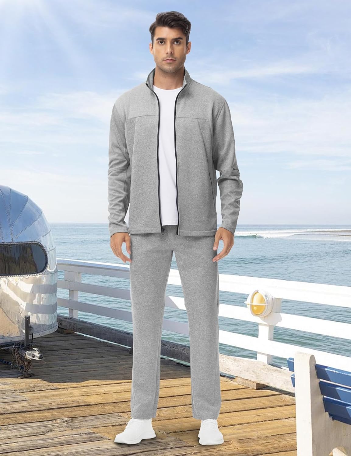 BGOWATU Men's Tracksuits 2 Piece Running Sports Sweatsuits For Men Full Zip Athletic Jackets and Pants Outfits - Image 6