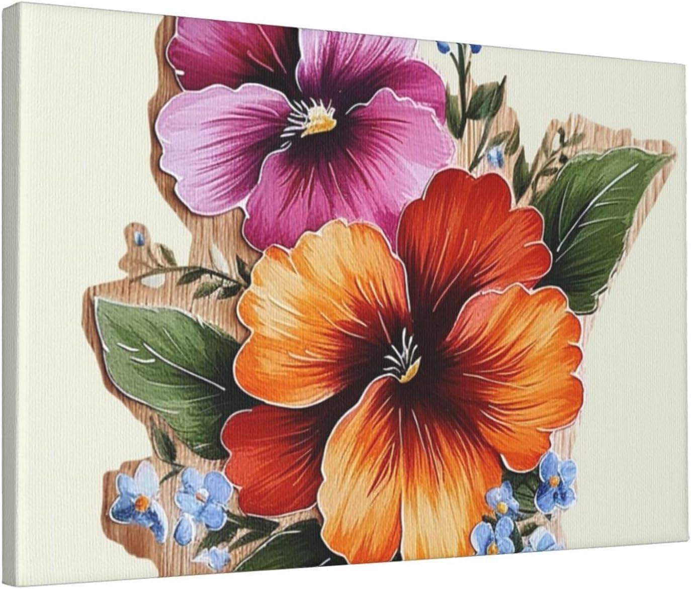 GFLFMXZW Hand Painted Flower Wall Art Canvas Painting Photo Prints Modern Wall Decoration Picture Poster Aesthetic Artwork Framed Ready to Hang for Living Room Bedroom Office 12x18 Inch
