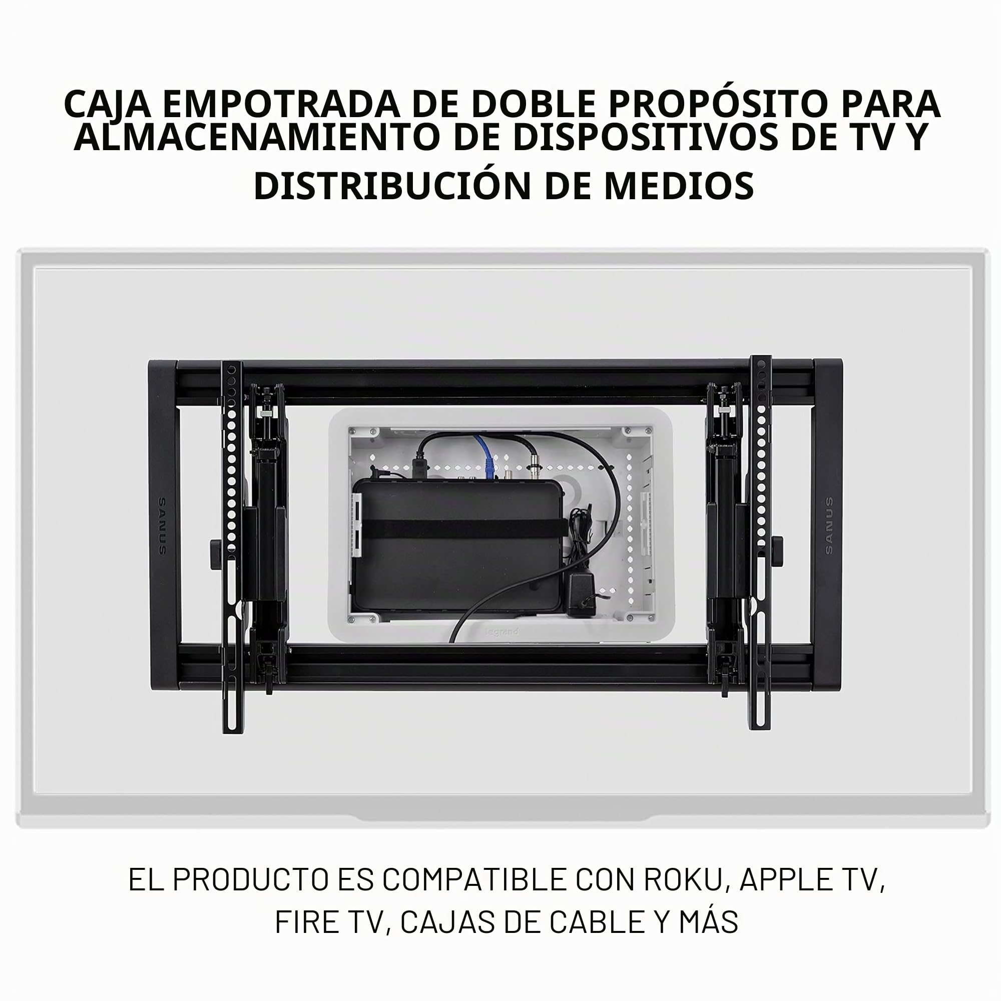 Legrand - ONQ - Gestión de Cables, Caja de Medios Estructurados, Recinto de Pared, Almacenamiento Empotrado, Doble Propósito, 9 Pulgadas, Blanco (ENP0900-NA)