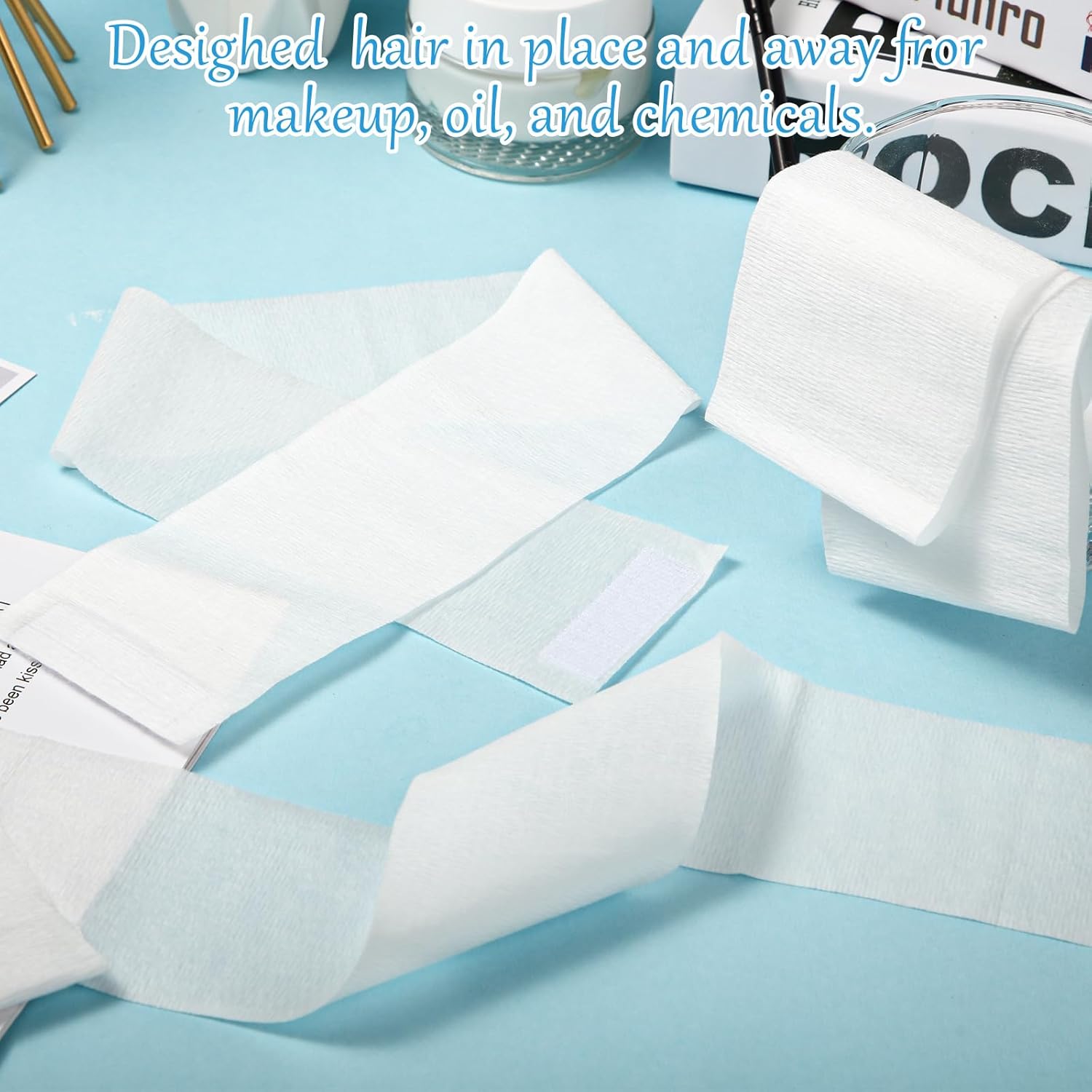 300 Pcs Disposable Spa Facial Headbands Stretch Non Woven Spa Headbands Elastic Skincare Head Wraps Soft Skin Care Hair Band with Convenient Closure for Women Makeup Salon Supplies(White) - Image 6