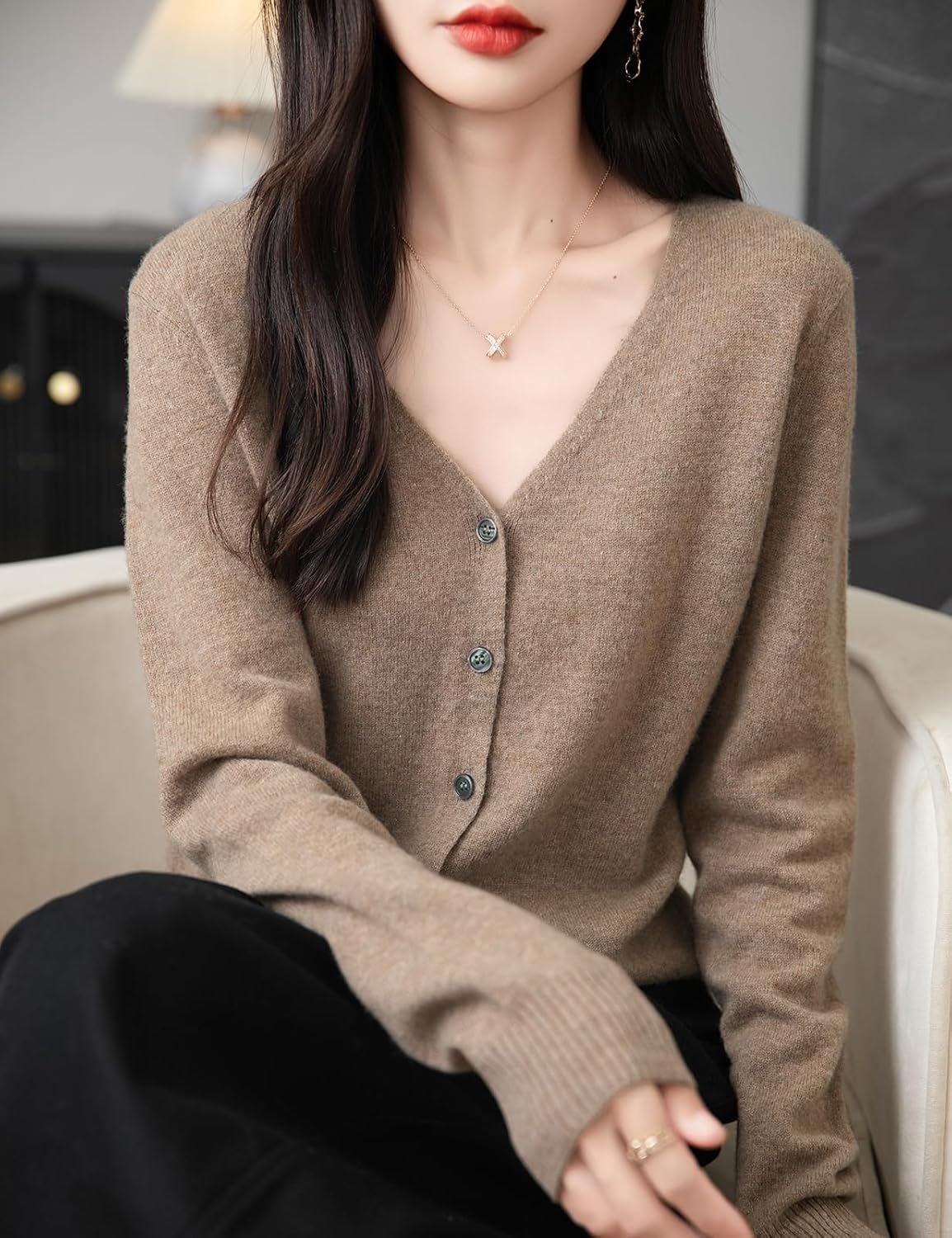 Chanyarn Women's 100% Merino Wool Cardigan 2025 Fall Winter Sexy V Neck Long Sleeve Lightweight Knit Cardigan Sweater - Image 2