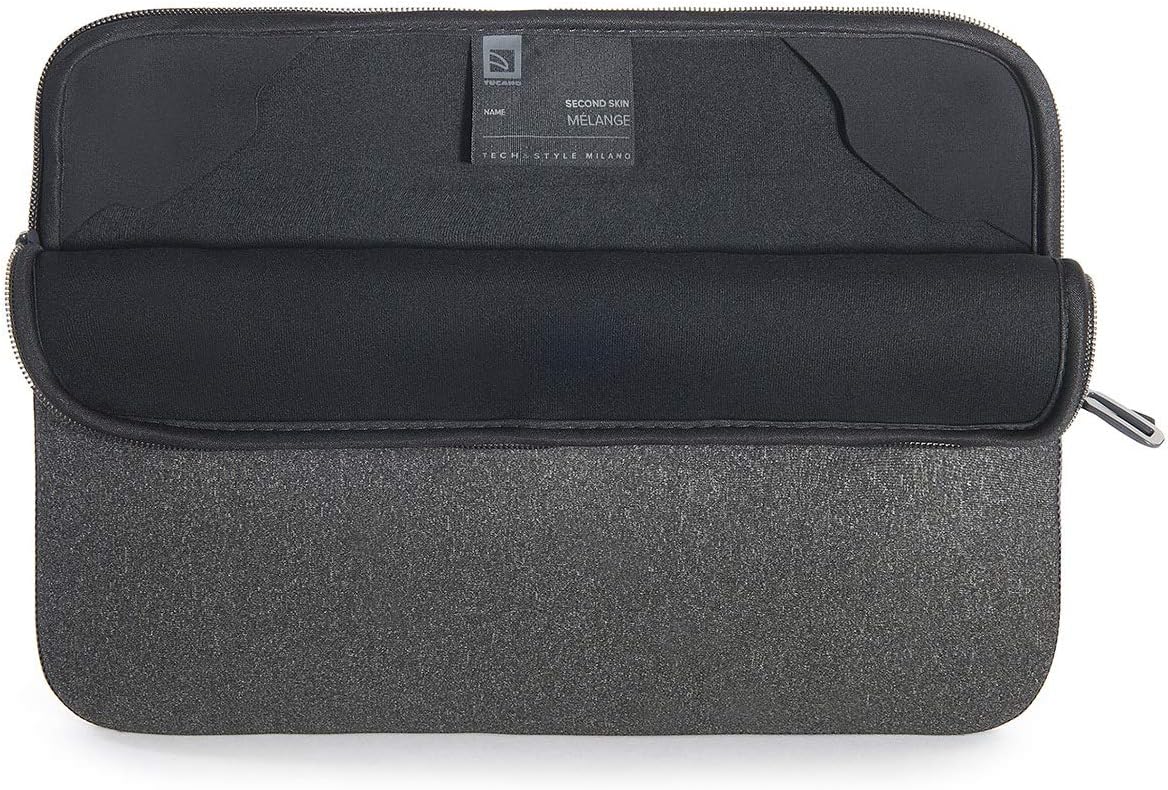 TUCANO Melange Neoprene Sleeve Compatible with MacBook Air/Pro 13" Laptop 12", 4mm Thick, Anti-Slip, Anti-Scratch - Black