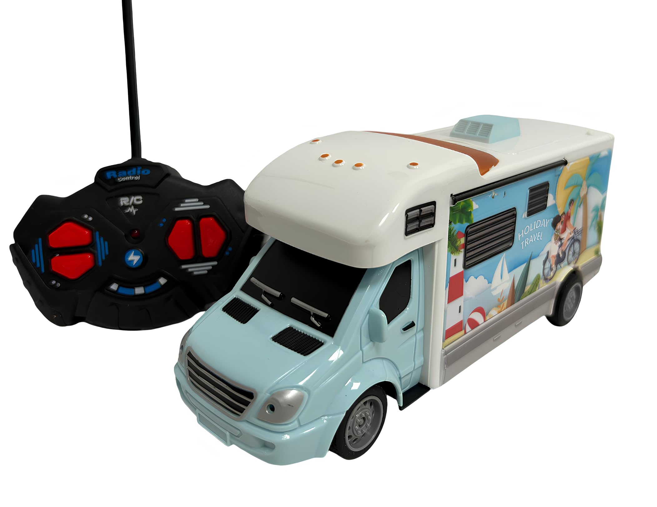 Camper giocattolo Globe Carthago, 16 cm, con luce, motore, illuminazione interna e tetto rimovibile, incluse batterie - 510008, Unisex