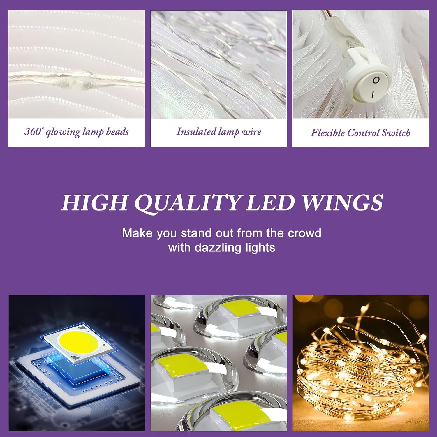 LED Light-Emitting Wings Clothing, Adult Women Performance Costume, Suitable For Parties