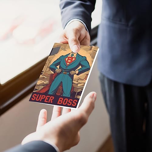 Miniatura 5 de PETCEE Tarjeta divertida del día del jefe para el súper jefe de un empleado, tarjeta de regalo del día de los jefes nacionales para hombres, jefes,