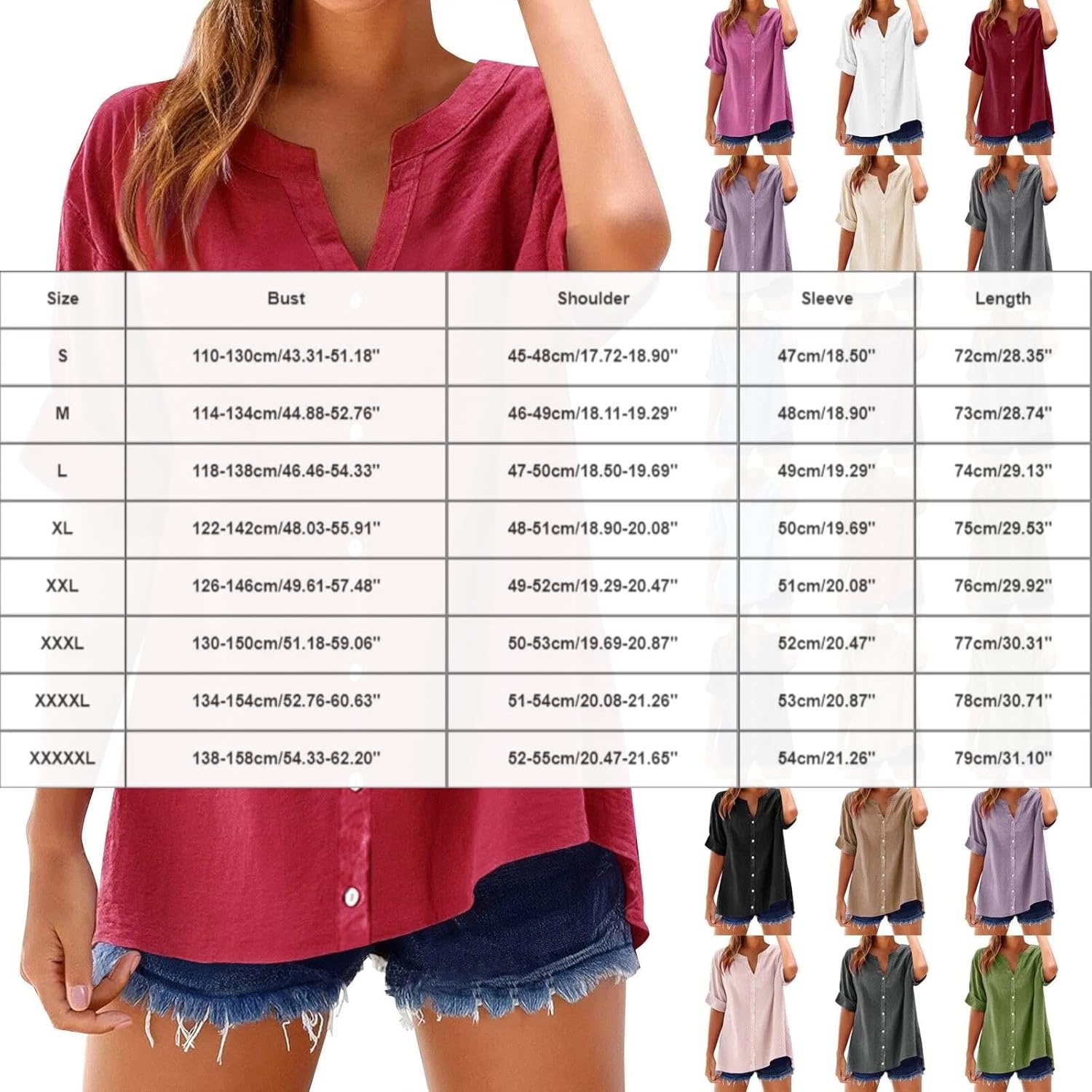 Linen Shirts for Women Plus Size 1/2 Sleeve Button Down Blouses 2026 Spring Summer Casual Loose Comfy Gauze Tops - Image 6