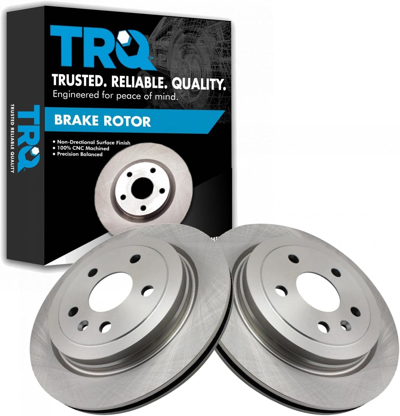 TRQ Rear Brake Rotors Set Vented Compatible with 2008-2019 Cadillac CTS 2010-2015 Chevrolet Camaro