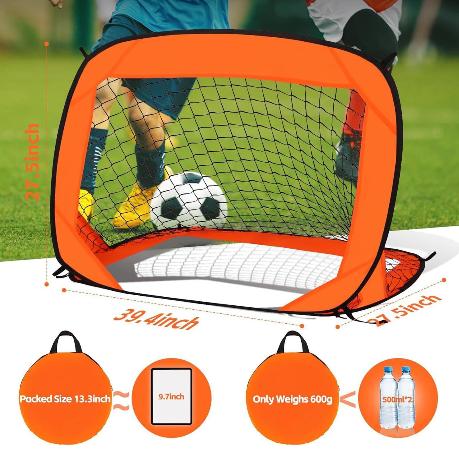 Porta da calcio pieghevole, rete da calcio pieghevole per interni ed esterni, leggera e facile da montare, ideale per allenamento in cortile, sport per bambini, giochi divertenti all'aperto
