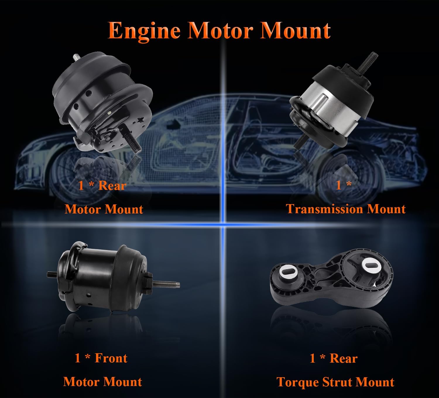 4PCS Engine Motor & Trans Mount Set Fit for 2009-2017 Buick Enclave & Chevrolet Traverse & GMC Acadia Limited, for 2009-2010 Saturn Outlook 3.6L Automatic Transmission Replace# A5548HY A5549HY A5458HY