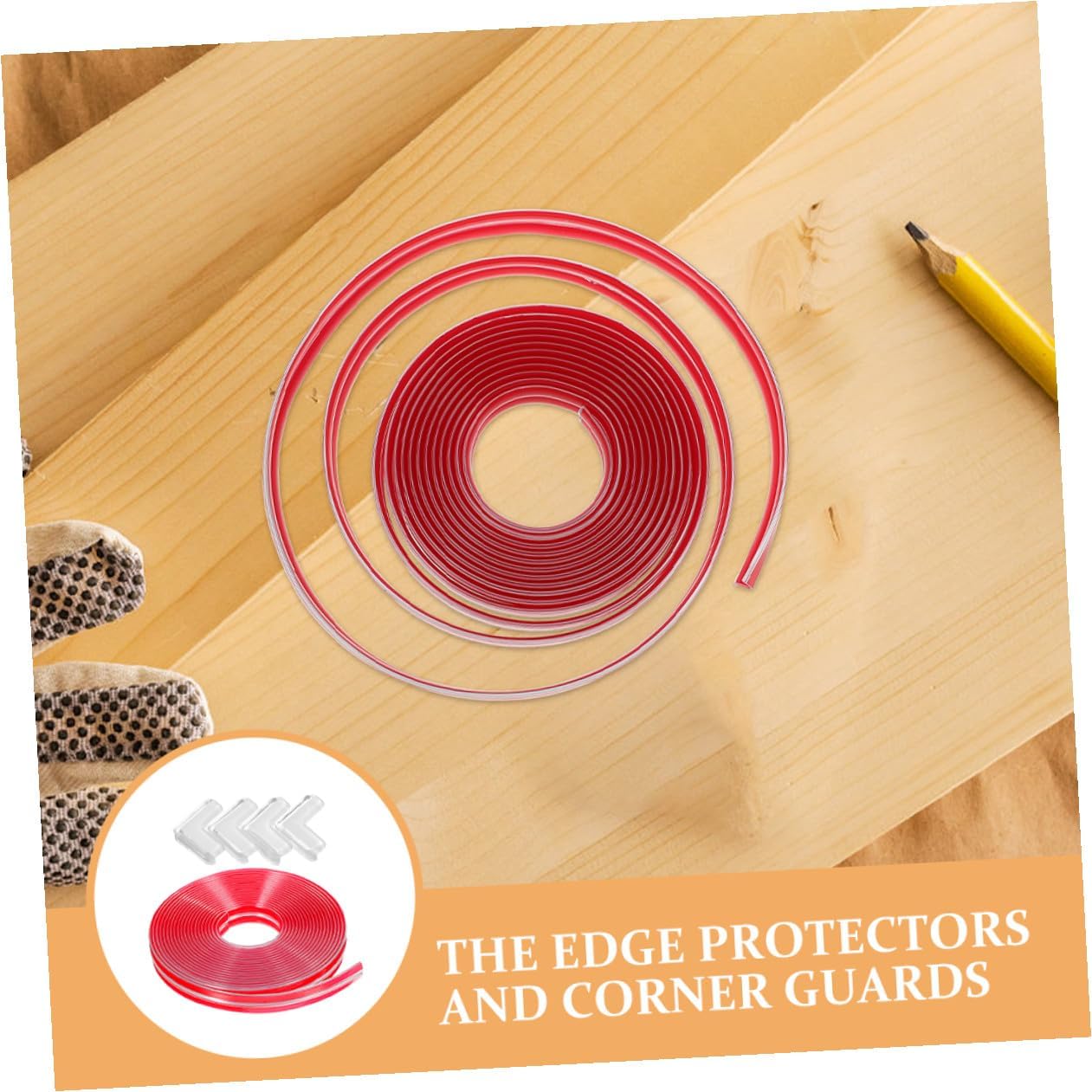 STOBAZA Safety Edge Protectors and Soft Corner Guards, 20mm Furniture Bumper Strip with 5m Tape and 4 Detachable Right-Angle Covers, Proofing for Tables and Cabinets